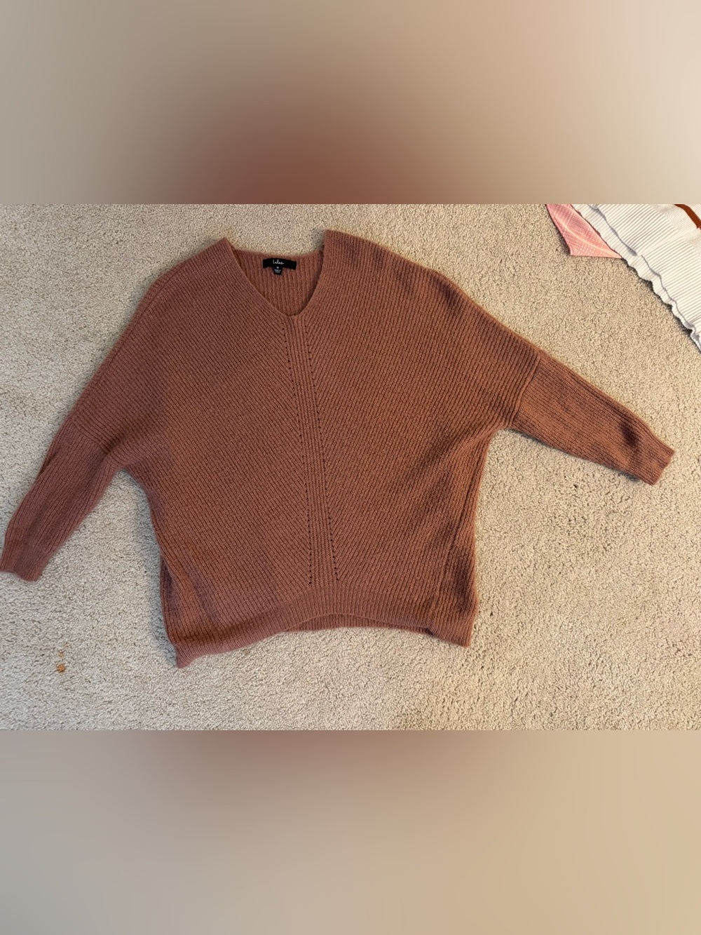 Lulu's Rust V-Neck Knit Sweater
